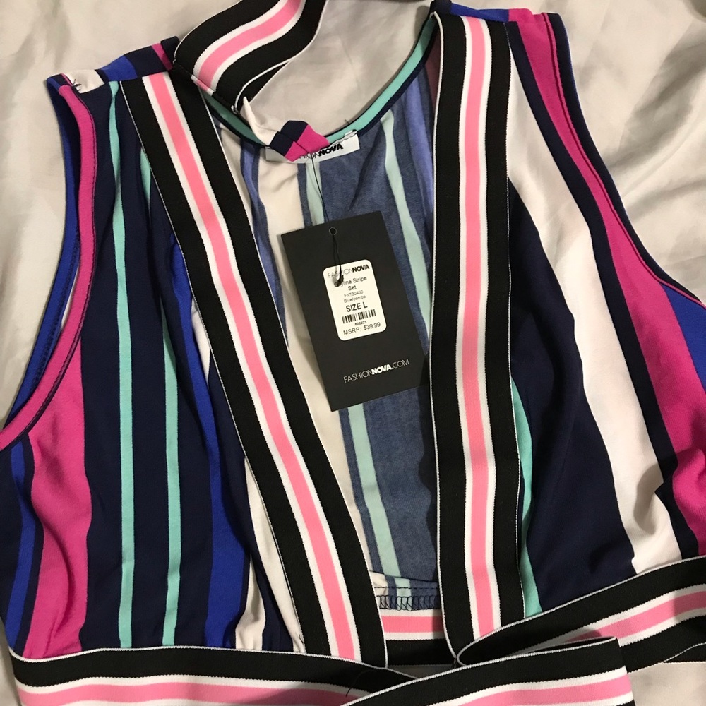 Fashion Nova stripe skirt set